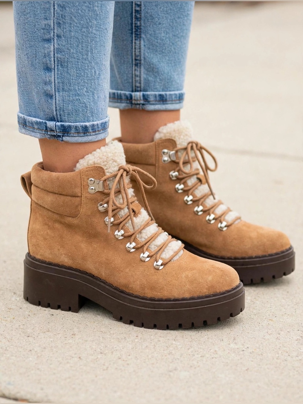 Marc Fisher Tan Lace Up suede Boots.